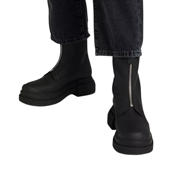 Stuart Weitzman Shoes - Stuart Weitzman Charli Zip Sport Leather Ankle Boots Black Size 8.5